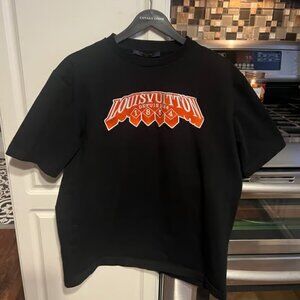 Luxury LV Designer Heritage 1854 Graphic T-Shirt Black Cotton Logo Tee